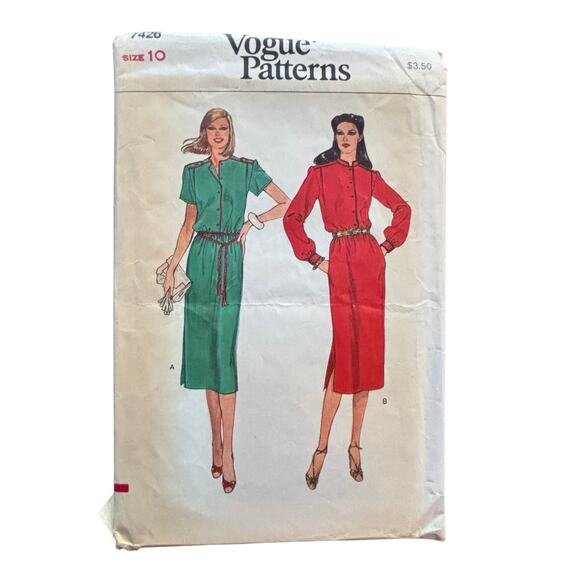 Vintage VOGUE PATTERN #7426 Size 10 sewing instructions uncut 1980s dress - Picture 1 of 5